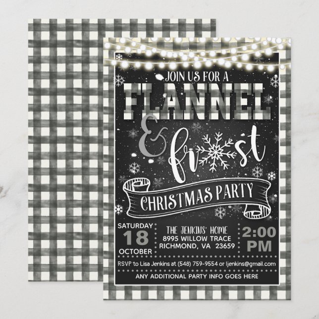 Convite de festas de Natal Flannel e Frost Wht (Frente/Verso)