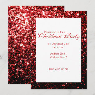 Convite de festas de Natal Glamor Red brilha