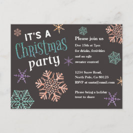 Convite de festas de Natal Glitter Snowflakes