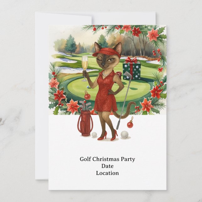 Convite de festas de Natal GOLF para amantes de ga (Frente)