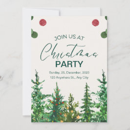 Convite de festas de Natal Green Beige Winter