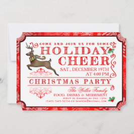 Convite de festas de Natal Holiday Cheer Reindeer