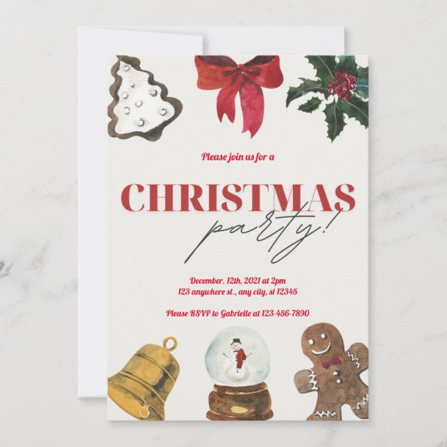 Convite de festas de Natal Holiday Holly (Frente)