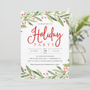 Convite de festas de Natal Holiday Wreath