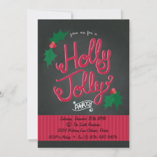 Convite de festas de Natal Holly Jolly