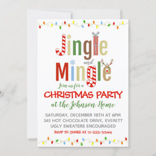 Convite de festas de Natal Jingle e Mingle