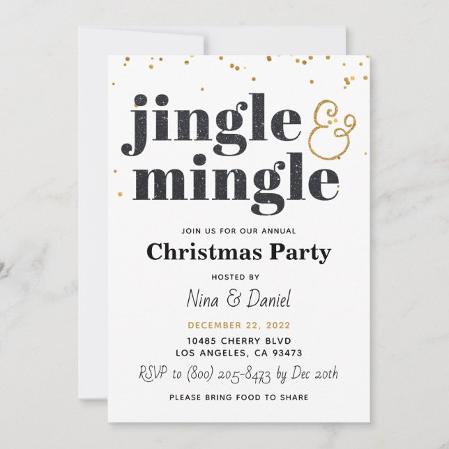 Convite de festas de Natal Jingle & Mingle (Frente)