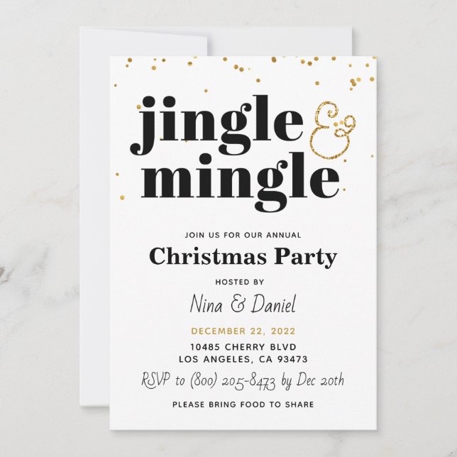 Convite de festas de Natal Jingle & Mingle (Frente)