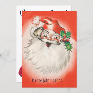 Convite de festas de Natal Jolly Retro Santa Claus