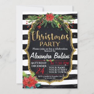CONVITE DE FESTAS DE NATAL, listras, floral