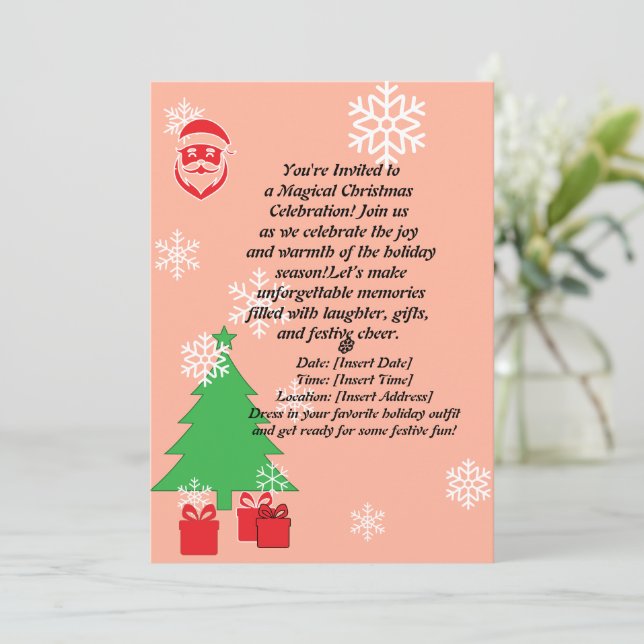 Convite de festas de Natal mágico | Elegante Holid (Em pé/Frente)