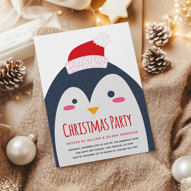 Convite de festas de Natal Mínimo de Cute Penguin (Criador carregado)
