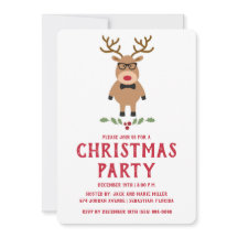 Convite de festas de Natal Nerdy Reindeer