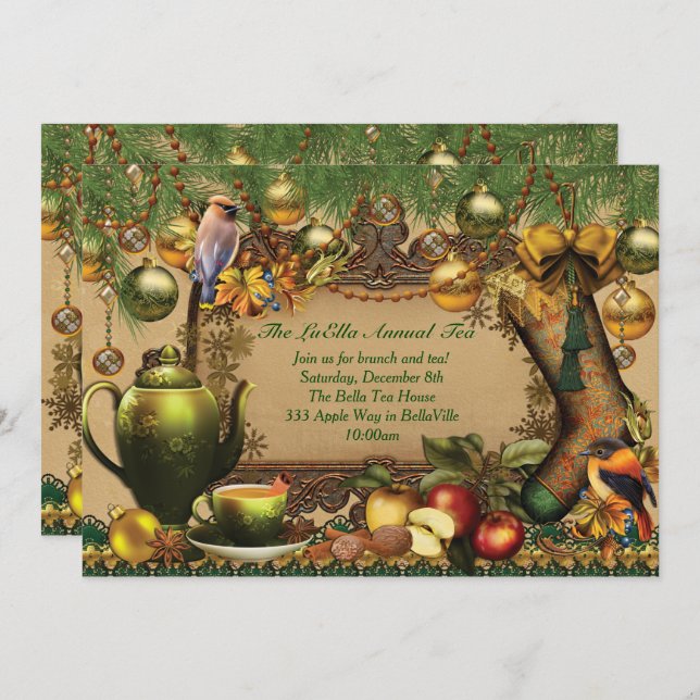 Convite de festas de Natal no Tea (Frente/Verso)