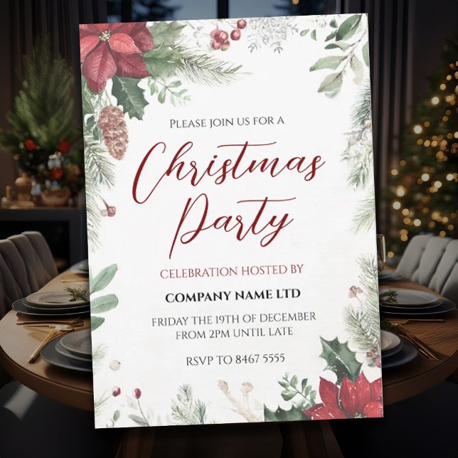 Convite de festas de Natal para Empresas Floral (Criador carregado)