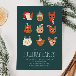 Convite de festas de Natal para Gatos Festivos