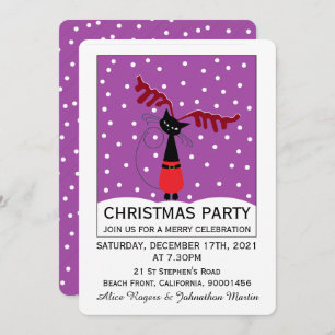 Convite de festas de Natal para Reindeer Cat