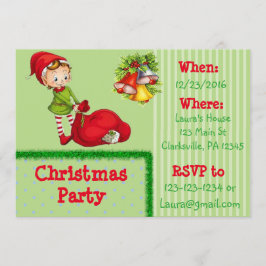 Convite de festas de Natal Red and Green Elf