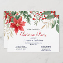 Convite de festas de Natal Red Poinsettia