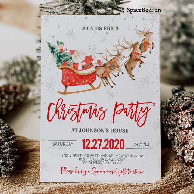Convite de festas de Natal Reindeer Papais noeis d (Christmas party invitation Winter Santa Reindeer
Christmas party invitation Winter Santa Reindeer sl)