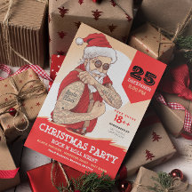 Convite de festas de Natal Rock N Roll Santa Claus