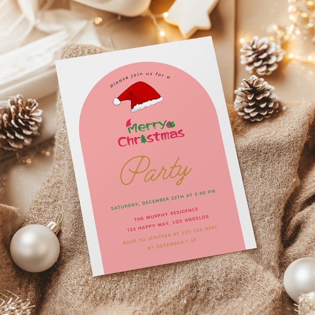 Convite de festas de Natal Rosa Festivo (Criador carregado)
