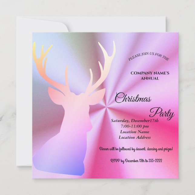 Convite de festas de Natal rosa ombre (Frente)