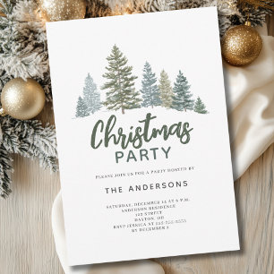 Convite de festas de Natal Rustic Pine Tree
