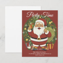 Convite de festas de Natal Santa Claus Wreath