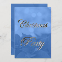 Convite de festas de Natal Silver Blue Poinsettia