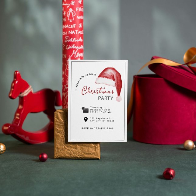 Convite de festas de Natal Simples com Aquarela (Criador carregado)