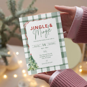 Convite de festas de Natal Simples Jingle & Mingle