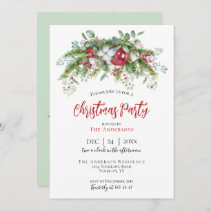 Convite de festas de Natal verde