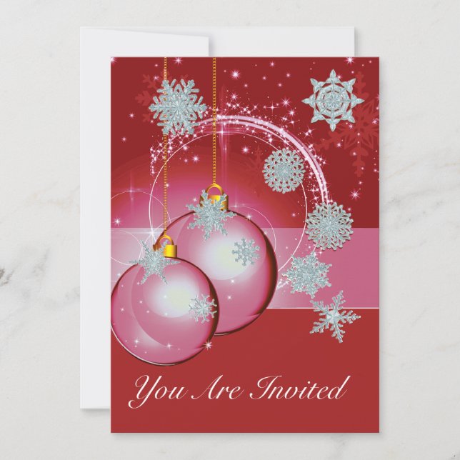 Convite de festas de Natal Vermelho, Floco de neve (Frente)