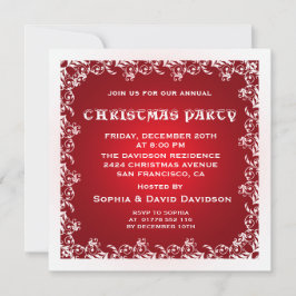 Convite de festas de Natal Vermelho Vintage