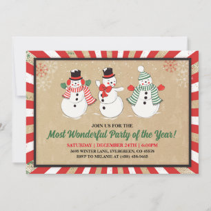 Convite de festas de Natal Vintage Snowman