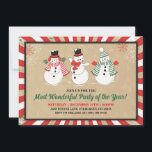 Convite de festas de Natal Vintage Snowman<br><div class="desc">Convide convidados para a sua festa de Natal com este convite de festas de Natal bonitinho vintage. Esta design encantadora mostra três bonitos bonitos bonitos bonecos de neve, cada um subornando com o clássico torcida de férias. É uma maneira emocionante de lançar as férias e criar memórias duradouras com entes...</div>