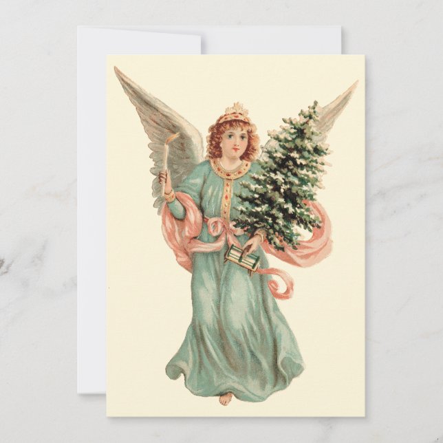 Convite de festas de Natal Vintage Victorian Angel (Frente)