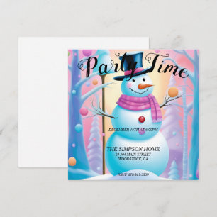 Convite de festas de Natal Whimsical Snowman