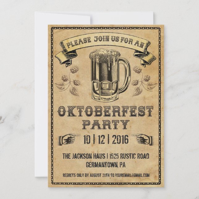 Convite de festas de Oktoberfest (Frente)