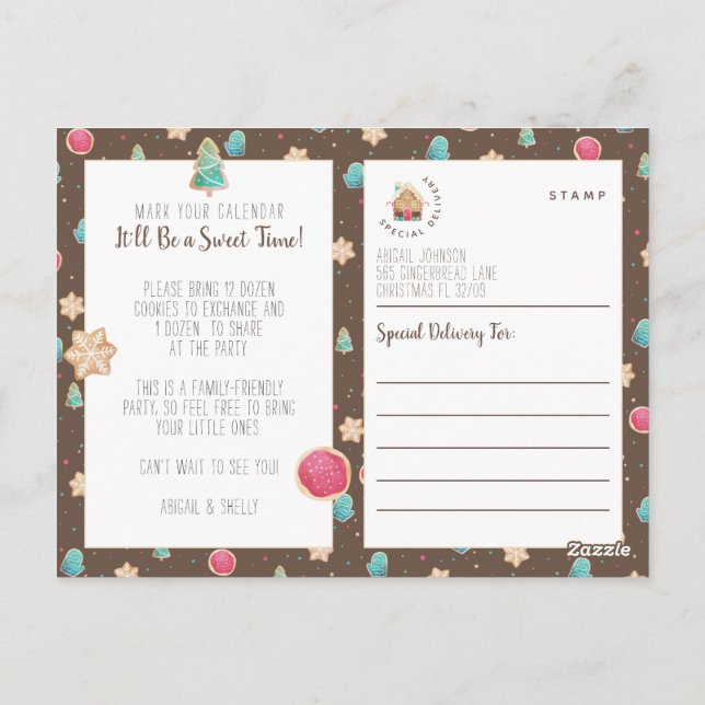 Convite de festas de Orçamento de Troca de Cookies (Verso)