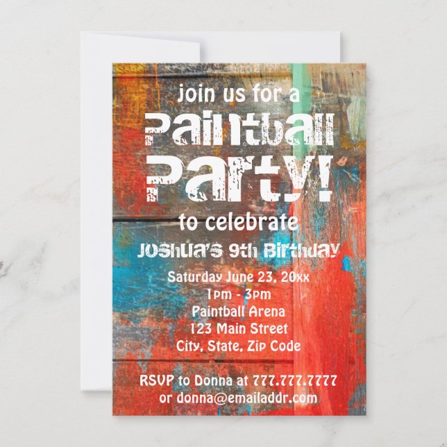 Convite de festas de Paintball Russo ao Exterior (Frente)
