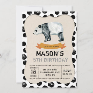 convite de festas de panda bonito
