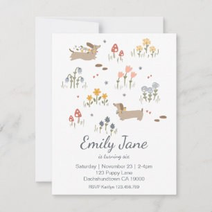 Convite de festas De Pássaros De Cachshund Weiner