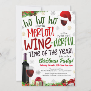 Convite de festas de permuta de vinho de Natal