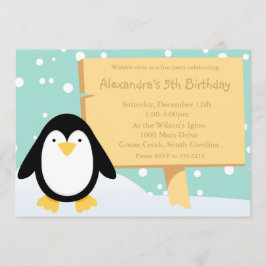 Convite de festas de pinguins