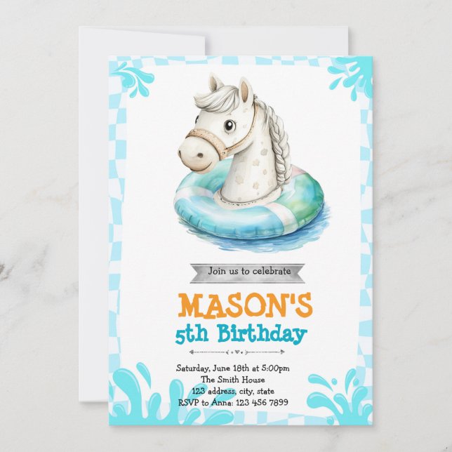 Convite de festas de piscina (Frente)