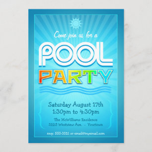 Convite de festas de Piscina - Celebração de Div