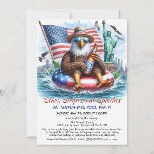 convite de festas de Piscina de 4 de julho