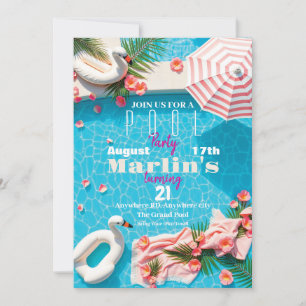 Convite de festas de Piscina de aniversário